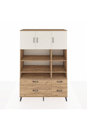 Hyperion Dolap 10 Raflı 4 Çekmeceli 3 Kapaklı 132x44x195 Çam-Aytaşı/Çam