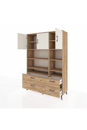 Hyperion Dolap 10 Raflı 4 Çekmeceli 3 Kapaklı 132x44x195 Çam-Aytaşı/Çam