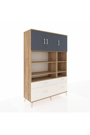 Hyperion Dolap 10 Raflı 4 Çekmeceli 3 Kapaklı 132x44x195 Çam-Antrasit/Aytaşı