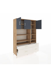 Hyperion Dolap 10 Raflı 4 Çekmeceli 3 Kapaklı 132x44x195 Çam-Antrasit/Aytaşı