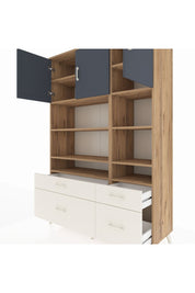 Hyperion Dolap 10 Raflı 4 Çekmeceli 3 Kapaklı 132x44x195 Çam-Antrasit/Aytaşı