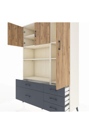 Hyperion Dolap 7 Raflı 5 Çekmeceli 3 Kapaklı 132x44x195 Aytaşı-Çam/Antrasit