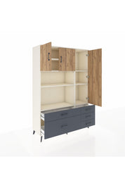 Hyperion Dolap 7 Raflı 5 Çekmeceli 3 Kapaklı 132x44x195 Aytaşı-Çam/Antrasit