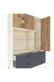 Hyperion Dolap 7 Raflı 5 Çekmeceli 3 Kapaklı 132x44x195 Aytaşı-Çam/Antrasit