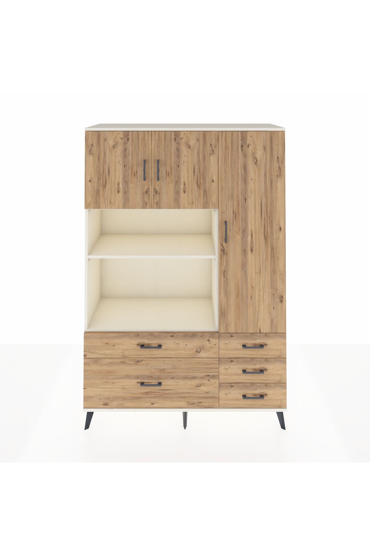 Hyperion Dolap 7 Raflı 5 Çekmeceli 3 Kapaklı 132x44x195 Aytaşı-Çam/Çam