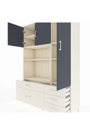 Hyperion Dolap 7 Raflı 5 Çekmeceli 3 Kapaklı 132x44x195 Aytaşı-Antrasit/Aytaşı