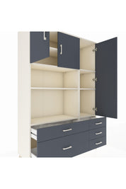 Hyperion Dolap 7 Raflı 5 Çekmeceli 3 Kapaklı 132x44x195 Aytaşı-Antrasit/Antrasit