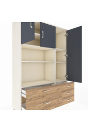 Hyperion Dolap 7 Raflı 5 Çekmeceli 3 Kapaklı 132x44x195 Aytaşı-Antrasit/Çam