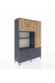Hyperion Dolap 7 Raflı 5 Çekmeceli 3 Kapaklı 132x44x195 Antrasit-Çam/Antrasit