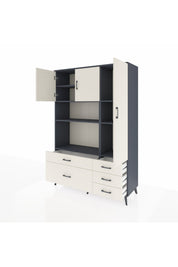 Hyperion Dolap 7 Raflı 5 Çekmeceli 3 Kapaklı 132x44x195 Antrasit-Aytaşı/Aytaşı