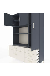 Hyperion Dolap 7 Raflı 5 Çekmeceli 3 Kapaklı 132x44x195 Antrasit-Antrasit/Aytaşı