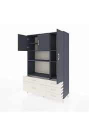 Hyperion Dolap 7 Raflı 5 Çekmeceli 3 Kapaklı 132x44x195 Antrasit-Antrasit/Aytaşı