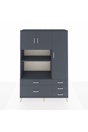 Hyperion Dolap 7 Raflı 5 Çekmeceli 3 Kapaklı 132x44x195 Antrasit-Antrasit/Antrasit