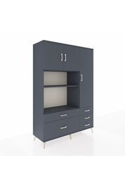 Hyperion Dolap 7 Raflı 5 Çekmeceli 3 Kapaklı 132x44x195 Antrasit-Antrasit/Antrasit