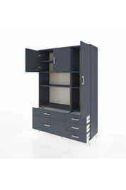 Hyperion Dolap 7 Raflı 5 Çekmeceli 3 Kapaklı 132x44x195 Antrasit-Antrasit/Antrasit