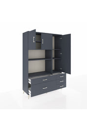 Hyperion Dolap 7 Raflı 5 Çekmeceli 3 Kapaklı 132x44x195 Antrasit-Antrasit/Antrasit