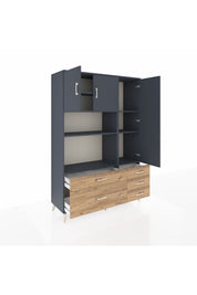 Hyperion Dolap 7 Raflı 5 Çekmeceli 3 Kapaklı 132x44x195 Antrasit-Antrasit/Çam