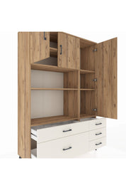 Hyperion Dolap 7 Raflı 5 Çekmeceli 3 Kapaklı 132x44x195 Çam-Çam/Aytaşı