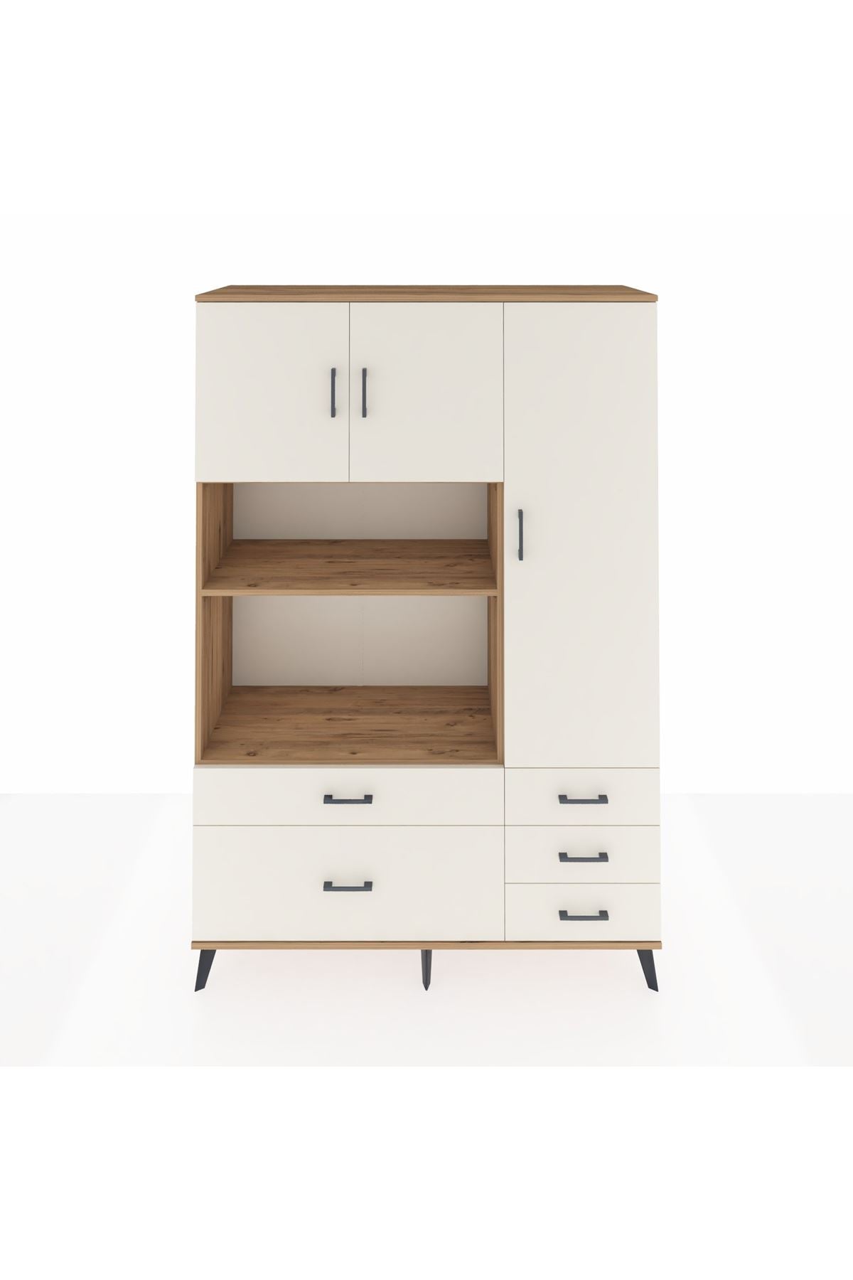 Hyperion Dolap 7 Raflı 5 Çekmeceli 3 Kapaklı 132x44x195 Çam-Aytaşı/Aytaşı