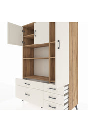Hyperion Dolap 7 Raflı 5 Çekmeceli 3 Kapaklı 132x44x195 Çam-Aytaşı/Aytaşı