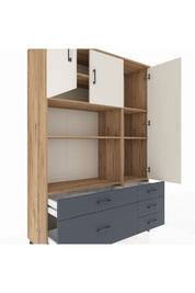 Hyperion Dolap 7 Raflı 5 Çekmeceli 3 Kapaklı 132x44x195 Çam-Aytaşı/Antrasit