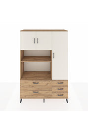 Hyperion Dolap 7 Raflı 5 Çekmeceli 3 Kapaklı 132x44x195 Çam-Aytaşı/Çam