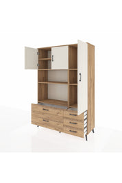 Hyperion Dolap 7 Raflı 5 Çekmeceli 3 Kapaklı 132x44x195 Çam-Aytaşı/Çam