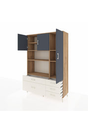 Hyperion Dolap 7 Raflı 5 Çekmeceli 3 Kapaklı 132x44x195 Çam-Antrasit/Aytaşı