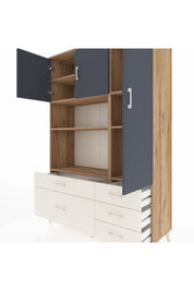 Hyperion Dolap 7 Raflı 5 Çekmeceli 3 Kapaklı 132x44x195 Çam-Antrasit/Aytaşı