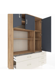 Hyperion Dolap 7 Raflı 5 Çekmeceli 3 Kapaklı 132x44x195 Çam-Antrasit/Aytaşı