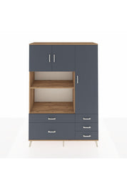 Hyperion Dolap 7 Raflı 5 Çekmeceli 3 Kapaklı 132x44x195 Çam-Antrasit/Antrasit