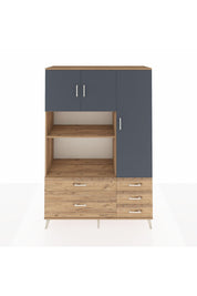 Hyperion Dolap 7 Raflı 5 Çekmeceli 3 Kapaklı 132x44x195 Çam-Antrasit/Çam