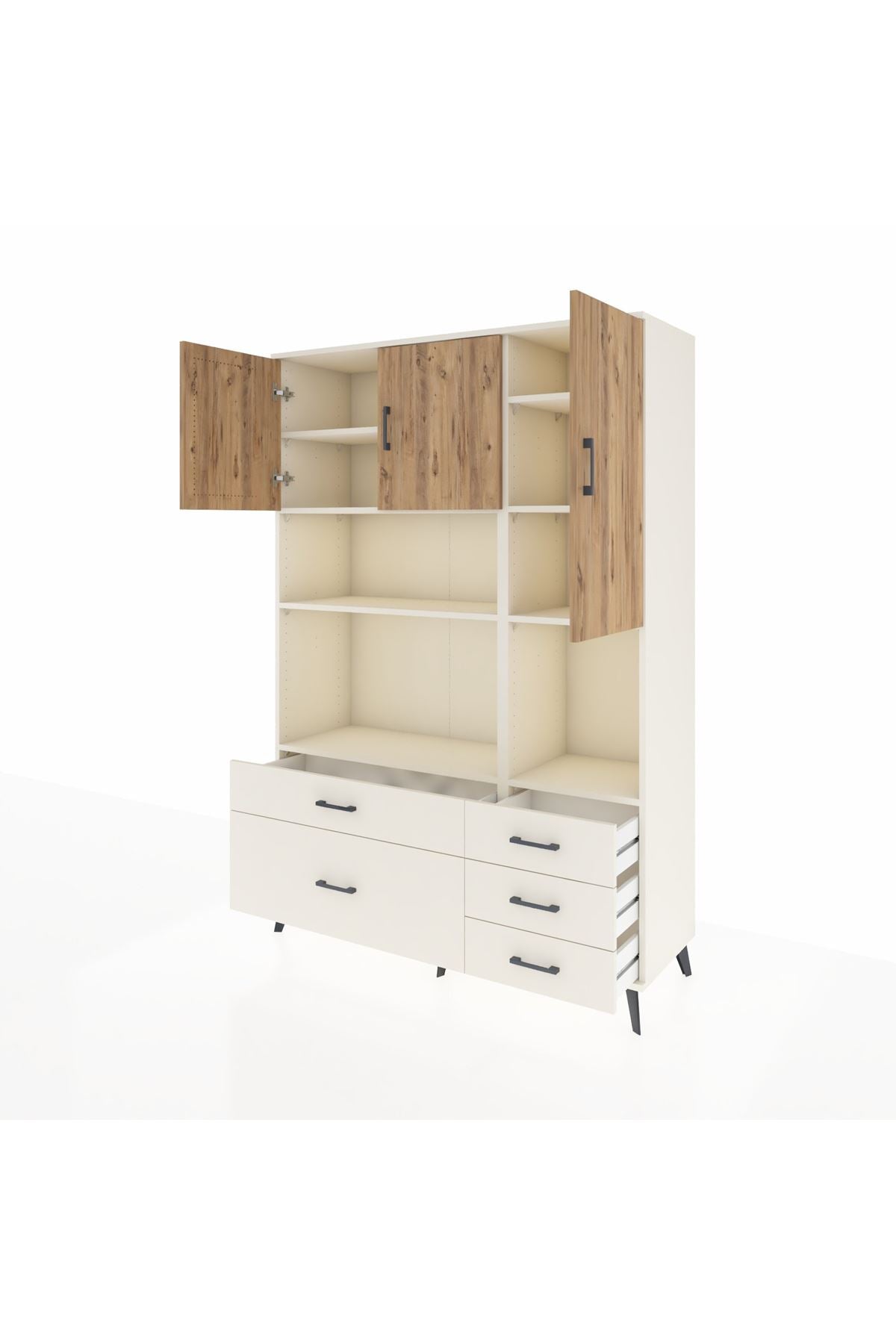 Hyperion Dolap 8 Raflı 5 Çekmeceli 3 Kapaklı 132x44x195 Aytaşı-Çam/Aytaşı