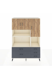 Hyperion Dolap 8 Raflı 5 Çekmeceli 3 Kapaklı 132x44x195 Aytaşı-Çam/Antrasit