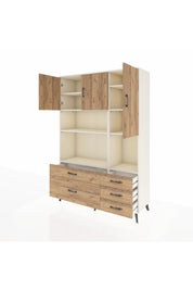 Hyperion Dolap 8 Raflı 5 Çekmeceli 3 Kapaklı 132x44x195 Aytaşı-Çam/Çam