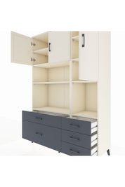 Hyperion Dolap 8 Raflı 5 Çekmeceli 3 Kapaklı 132x44x195 Aytaşı-Aytaşı/Antrasit