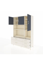 Hyperion Dolap 8 Raflı 5 Çekmeceli 3 Kapaklı 132x44x195 Aytaşı-Antrasit/Aytaşı