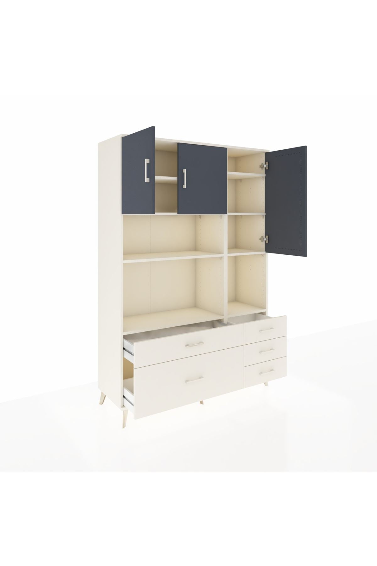 Hyperion Dolap 8 Raflı 5 Çekmeceli 3 Kapaklı 132x44x195 Aytaşı-Antrasit/Aytaşı