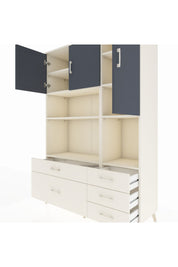 Hyperion Dolap 8 Raflı 5 Çekmeceli 3 Kapaklı 132x44x195 Aytaşı-Antrasit/Aytaşı