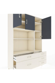 Hyperion Dolap 8 Raflı 5 Çekmeceli 3 Kapaklı 132x44x195 Aytaşı-Antrasit/Aytaşı