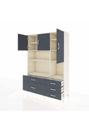 Hyperion Dolap 8 Raflı 5 Çekmeceli 3 Kapaklı 132x44x195 Aytaşı-Antrasit/Antrasit