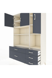 Hyperion Dolap 8 Raflı 5 Çekmeceli 3 Kapaklı 132x44x195 Aytaşı-Antrasit/Antrasit