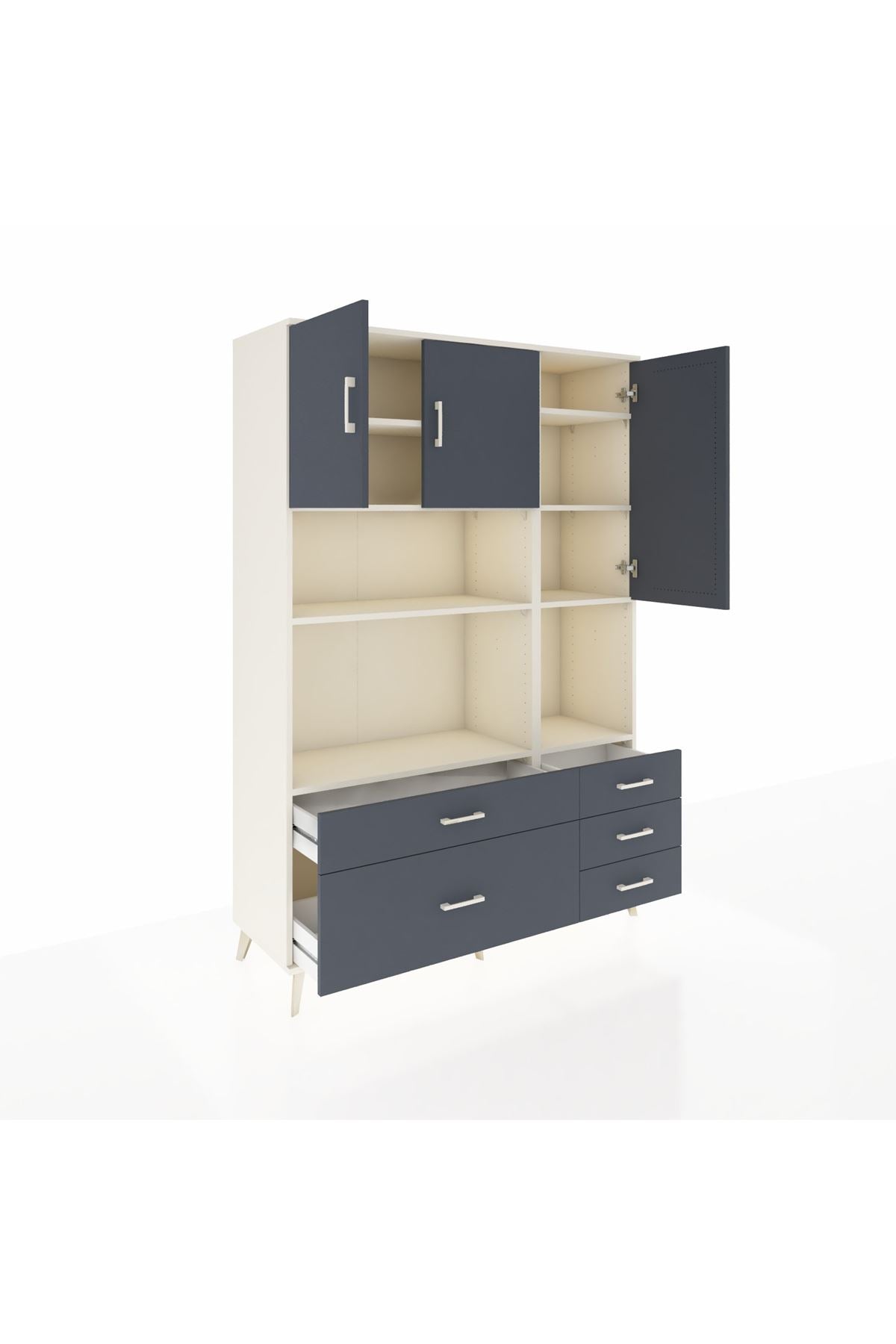 Hyperion Dolap 8 Raflı 5 Çekmeceli 3 Kapaklı 132x44x195 Aytaşı-Antrasit/Antrasit