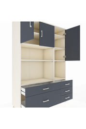 Hyperion Dolap 8 Raflı 5 Çekmeceli 3 Kapaklı 132x44x195 Aytaşı-Antrasit/Antrasit