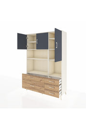 Hyperion Dolap 8 Raflı 5 Çekmeceli 3 Kapaklı 132x44x195 Aytaşı-Antrasit/Çam