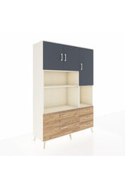 Hyperion Dolap 8 Raflı 5 Çekmeceli 3 Kapaklı 132x44x195 Aytaşı-Antrasit/Çam