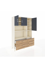 Hyperion Dolap 8 Raflı 5 Çekmeceli 3 Kapaklı 132x44x195 Aytaşı-Antrasit/Çam