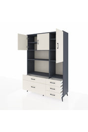 Hyperion Dolap 8 Raflı 5 Çekmeceli 3 Kapaklı 132x44x195 Antrasit-Aytaşı/Aytaşı