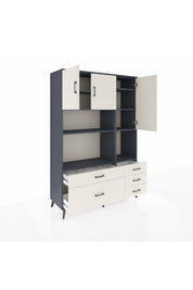 Hyperion Dolap 8 Raflı 5 Çekmeceli 3 Kapaklı 132x44x195 Antrasit-Aytaşı/Aytaşı