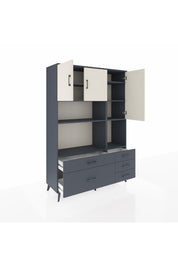 Hyperion Dolap 8 Raflı 5 Çekmeceli 3 Kapaklı 132x44x195 Antrasit-Aytaşı/Antrasit